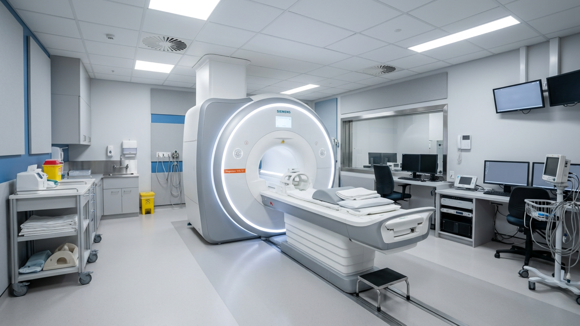 Modern medical technology featuring an MRI scanner used for advanced healthcare diagnostics.