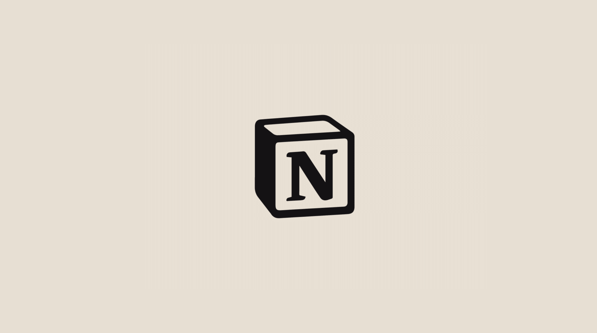 Notion logo with black N cube icon on beige backgroundNotion logo with black N cube icon on beige background