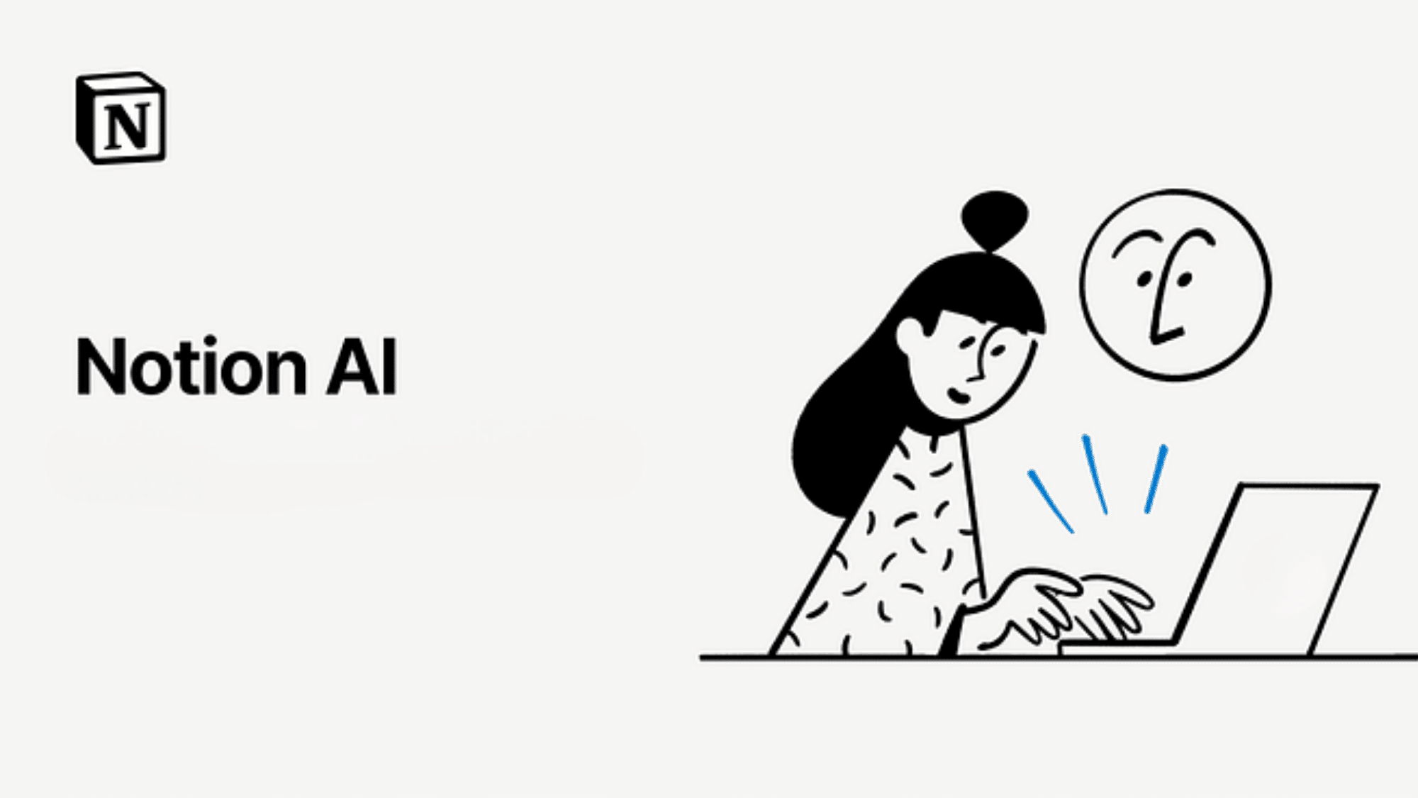 Notion AI illustration of person typing on laptop with logo