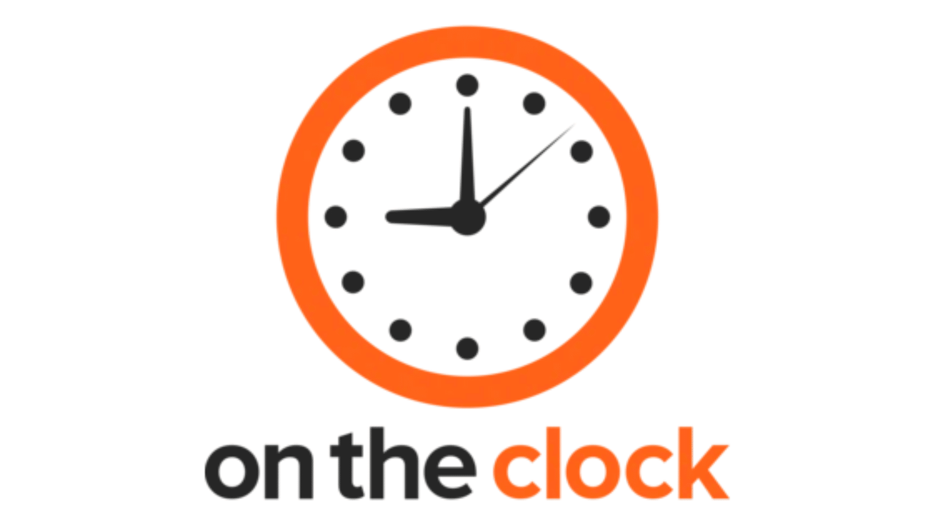OnTheClock employee time tracking software logo with orange clock face on white background