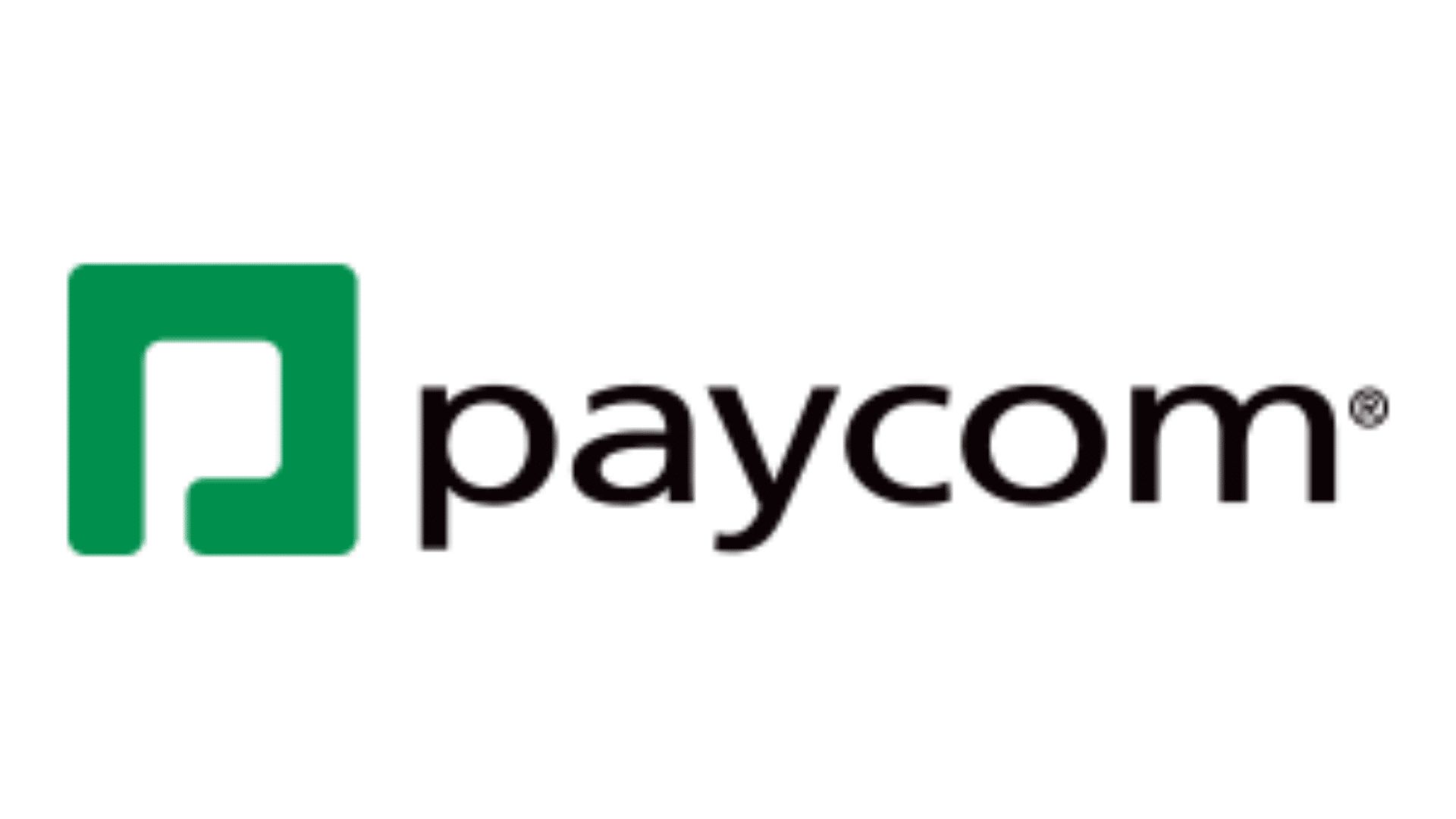 Paycom logo with green stylized 'P' and black text.