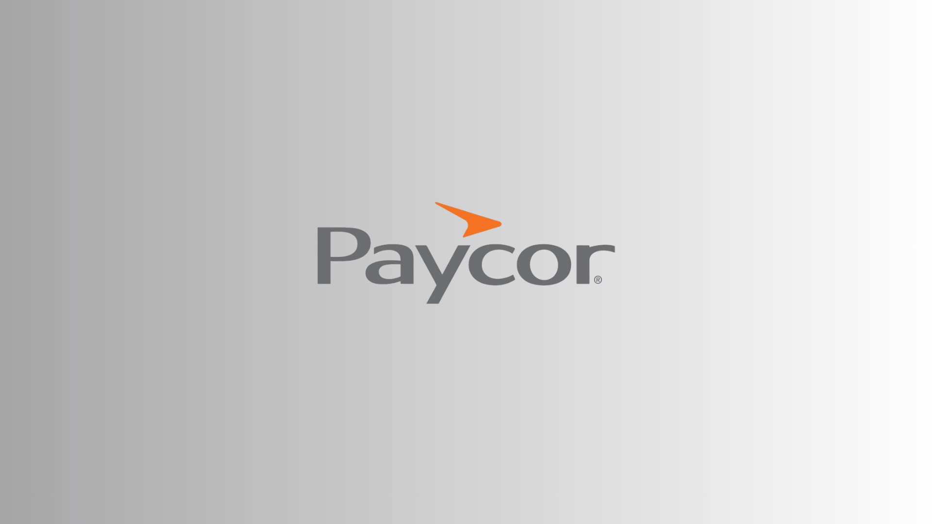 Paycor HR and attendance management software logo on grey gradient background