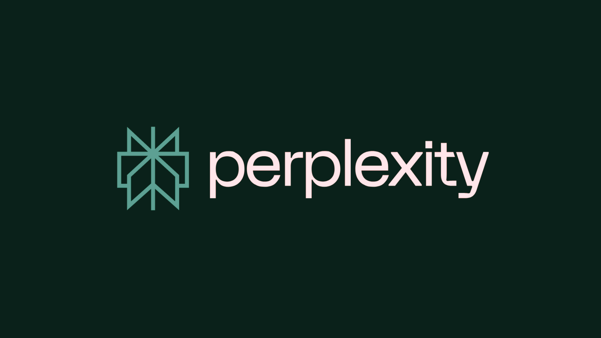 Perplexity AI logo with geometric star icon on dark background.