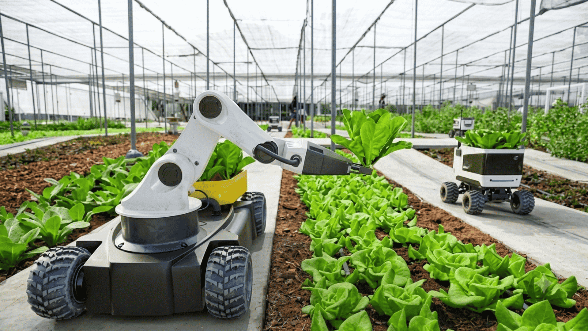 Autonomous robot harvesting fruits and vegetables using AI vision and gentle grippers efficiently, nonstop