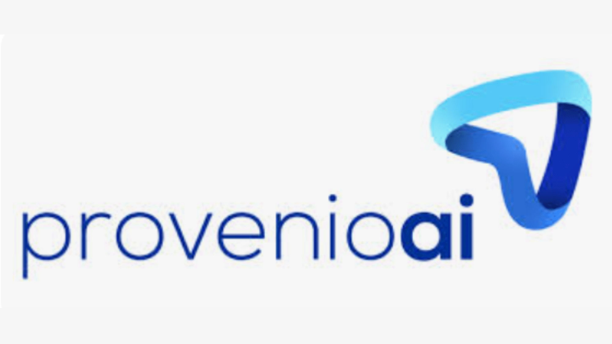 Provenio AI logo with blue gradient icon and dark blue lowercase wordmark on white background