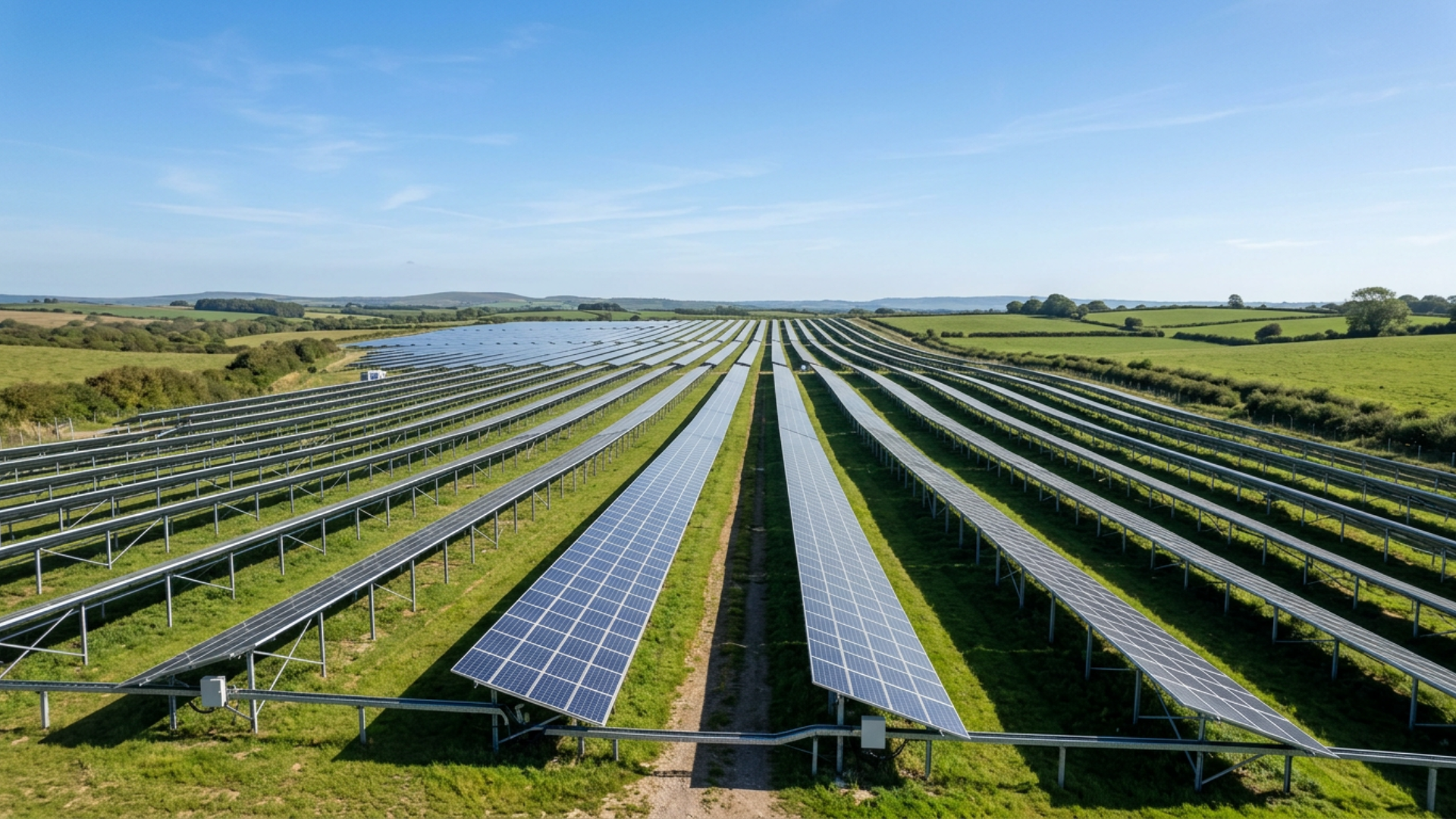 Renewable energy technology featuring solar panels used for clean electricity generation.