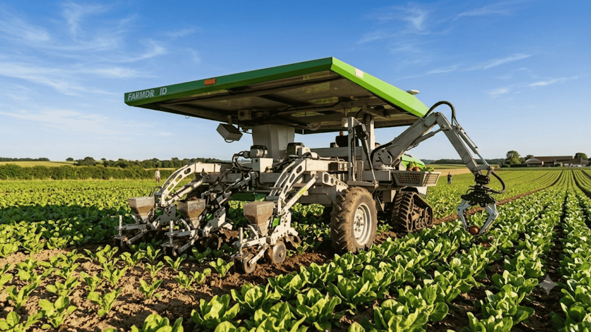 Robot planting seedlings at precise depth and spacing, improving growth while reducing manual labor