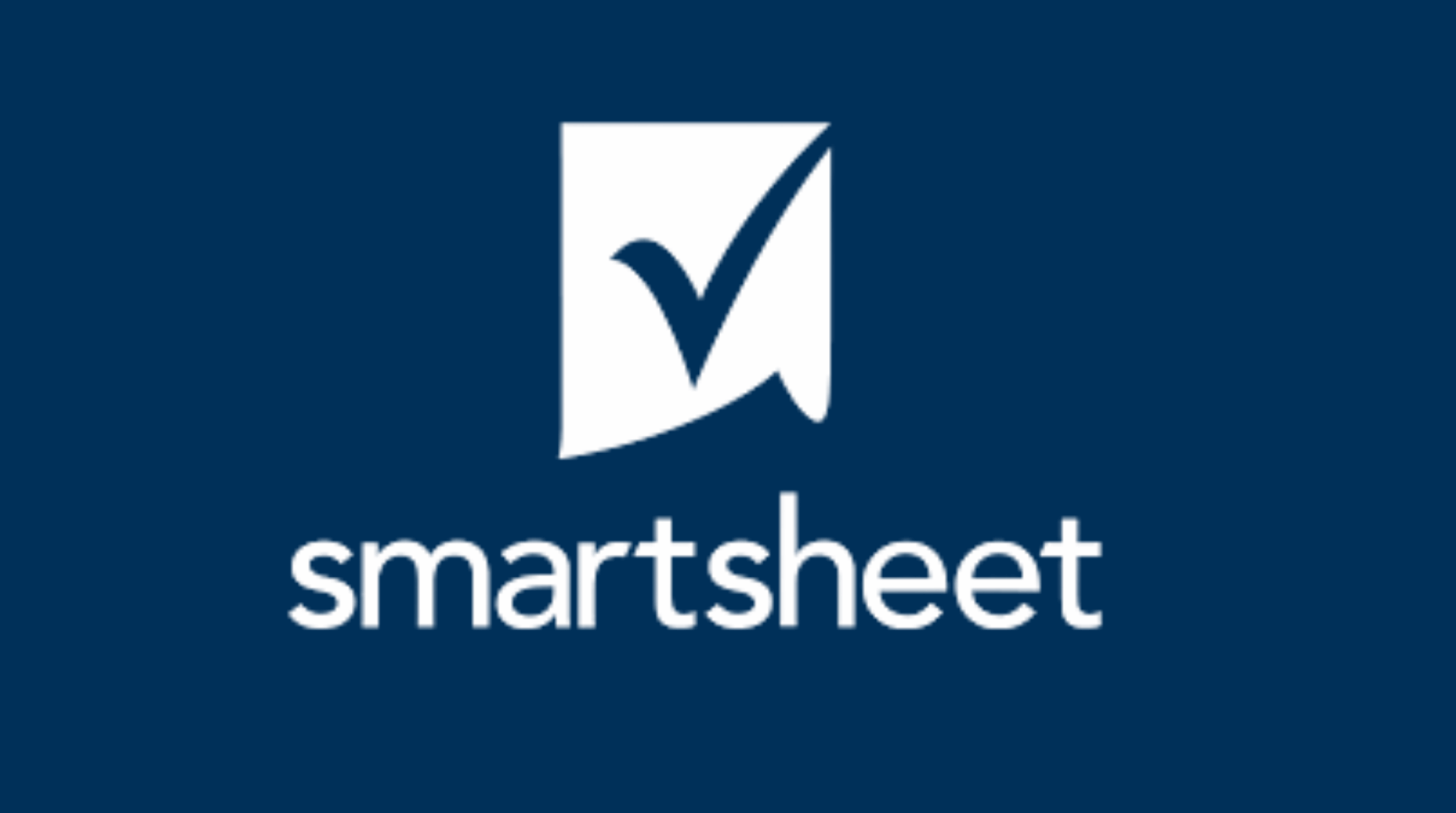 Smartsheet logo with white checkmark icon on navy background