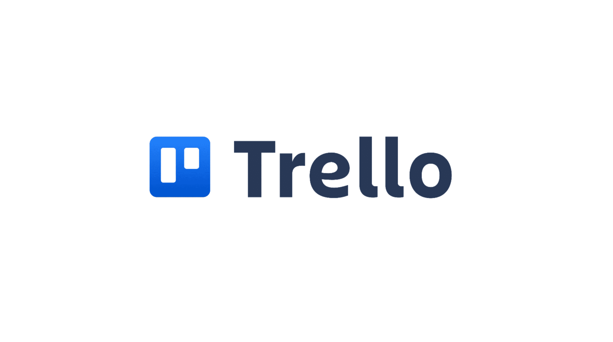 Trello logo with blue Kanban board icon on white background