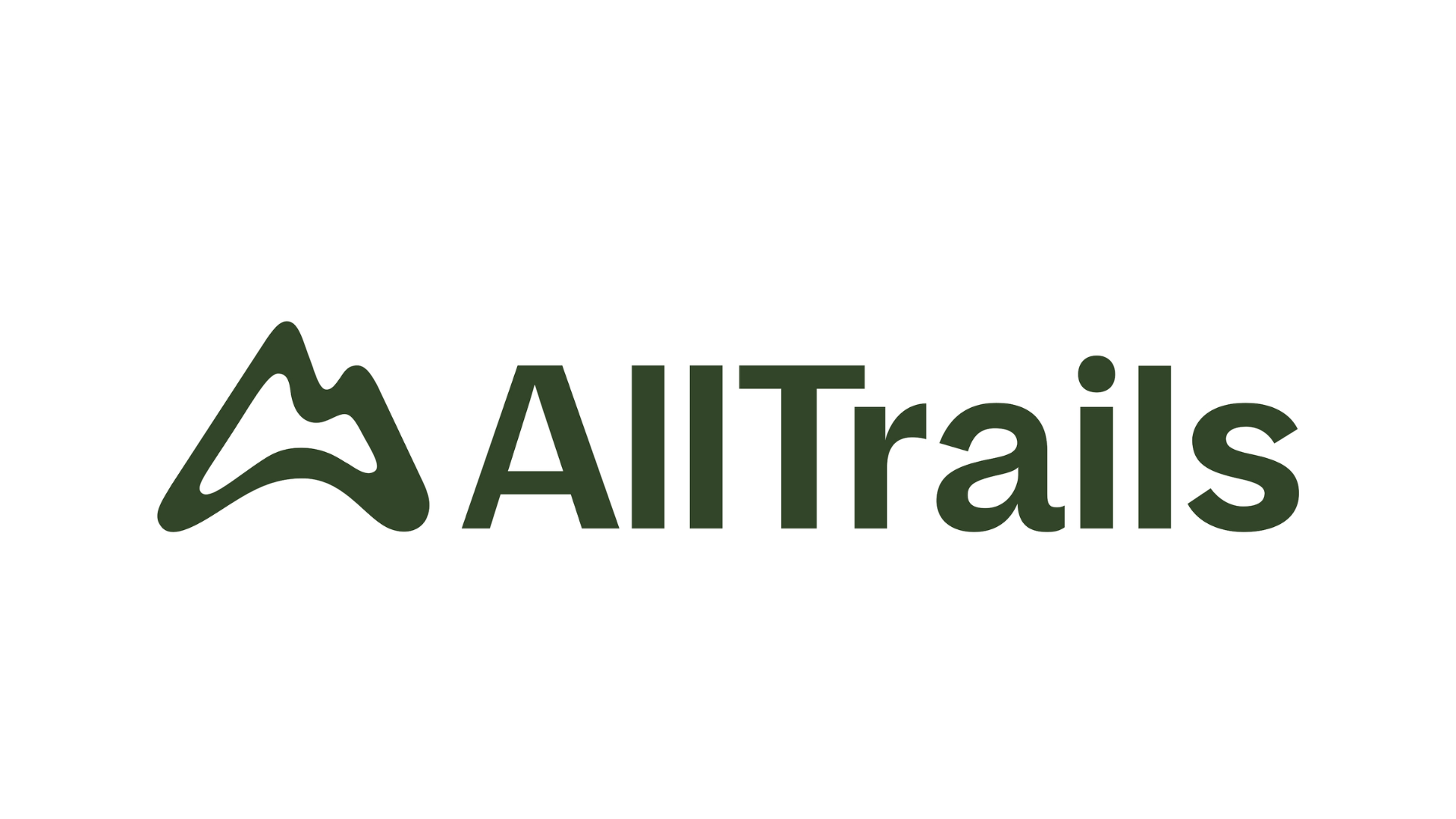 AllTrails logo with green mountain icon and bold brand text