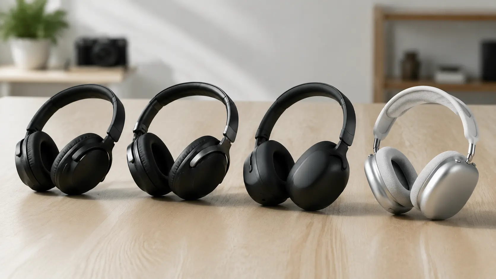 bose sony and apple headphones arranged for a premium comparison image