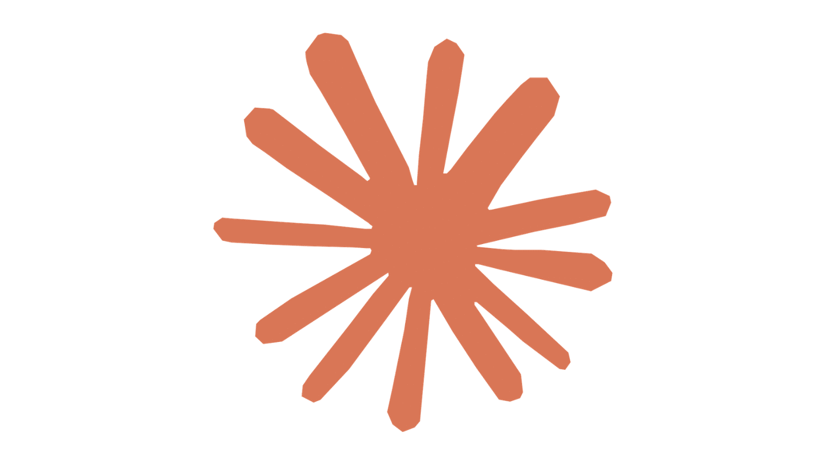 Claude AI logo featuring an orange sunburst symbol centered on a clean white background with minimalist style.