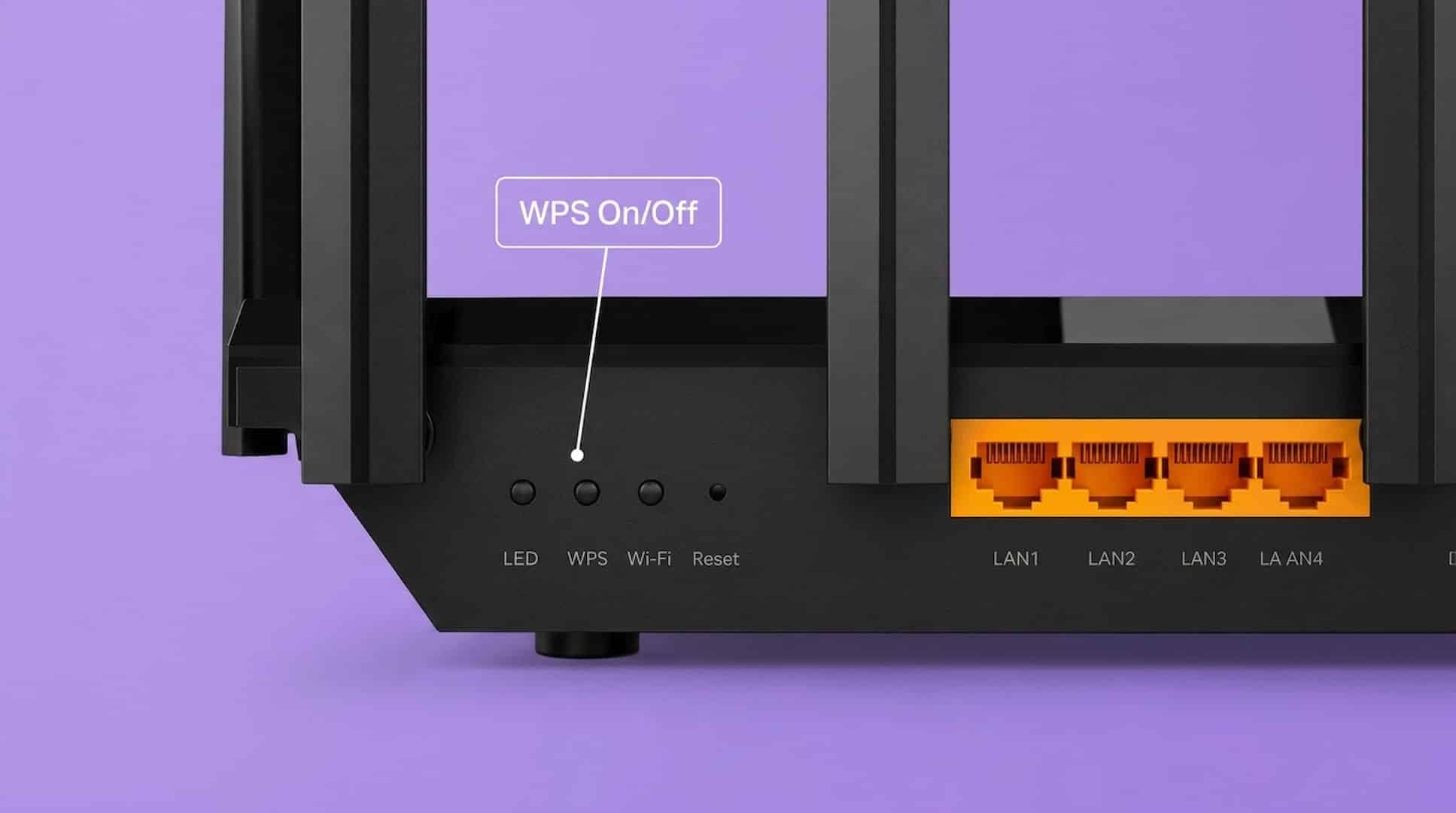 close up of router back panel showing the location of the wps button