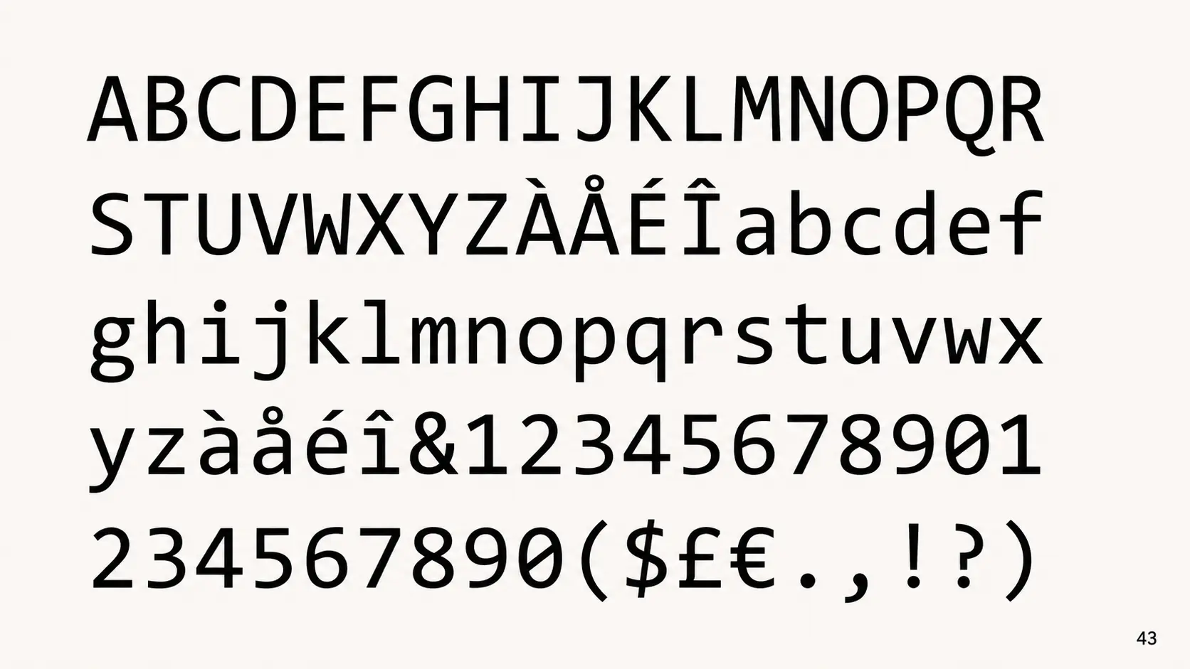 consolas font sample showing classic coding typography alphabet and symbols