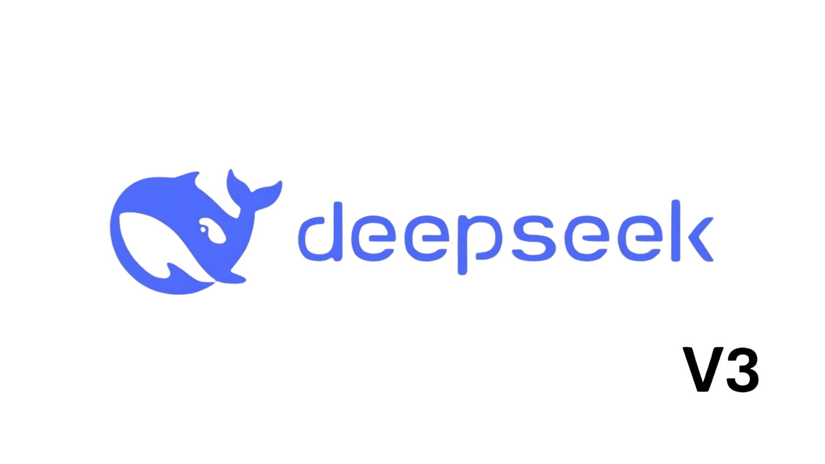 DeepSeek V3 logo with blue whale icon, brand name, and version label displayed on a white background.