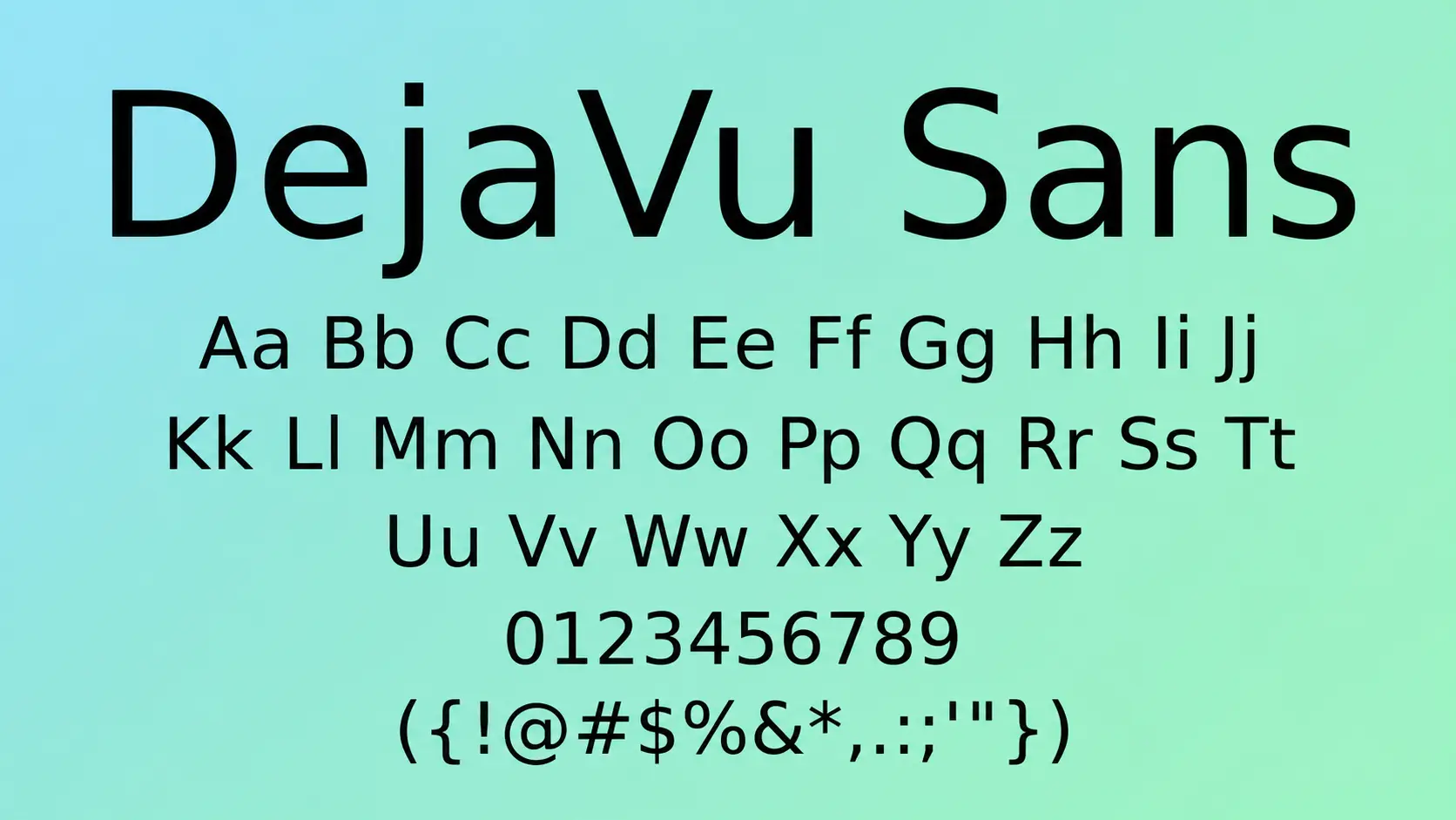 dejavu sans mono font sample showing coding characters symbols and font styles