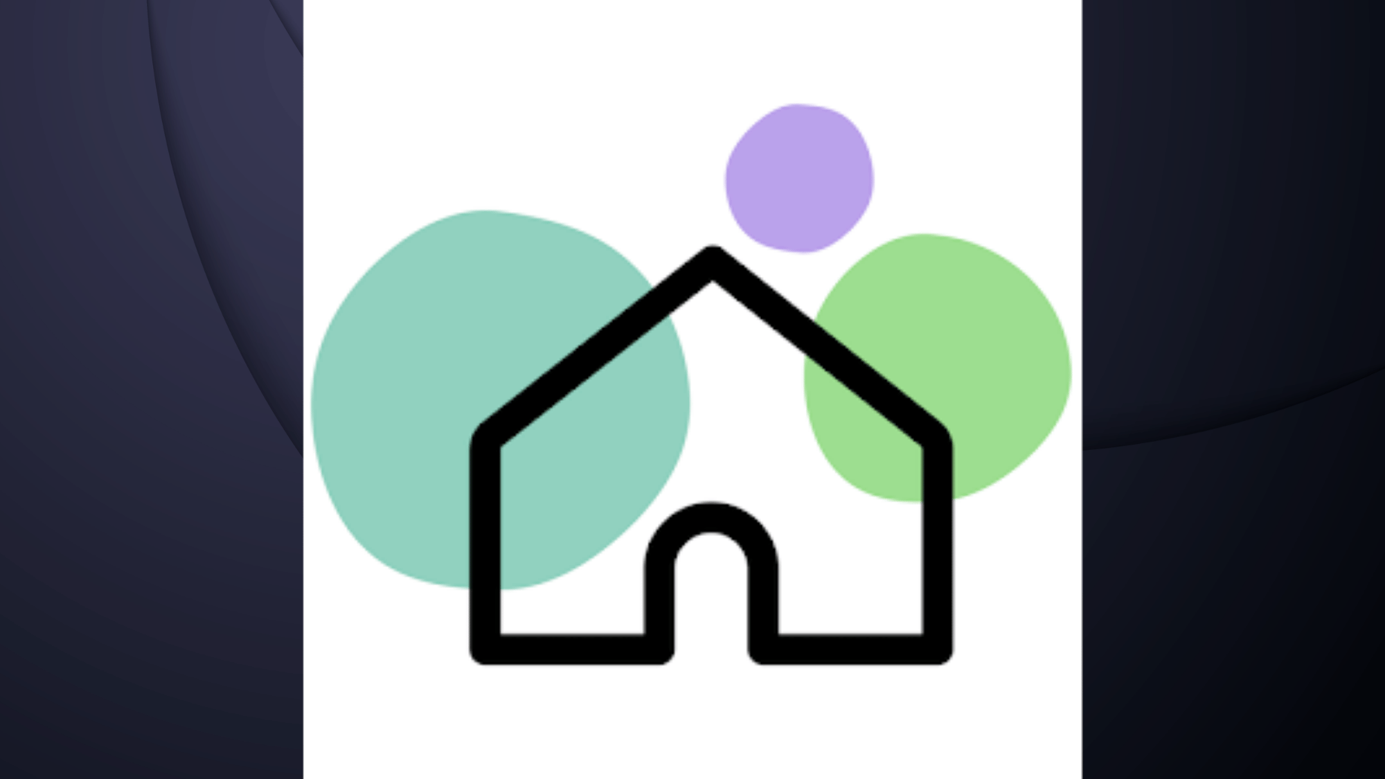 DreamzAR logo, black house outline with teal, purple, and green accent circles