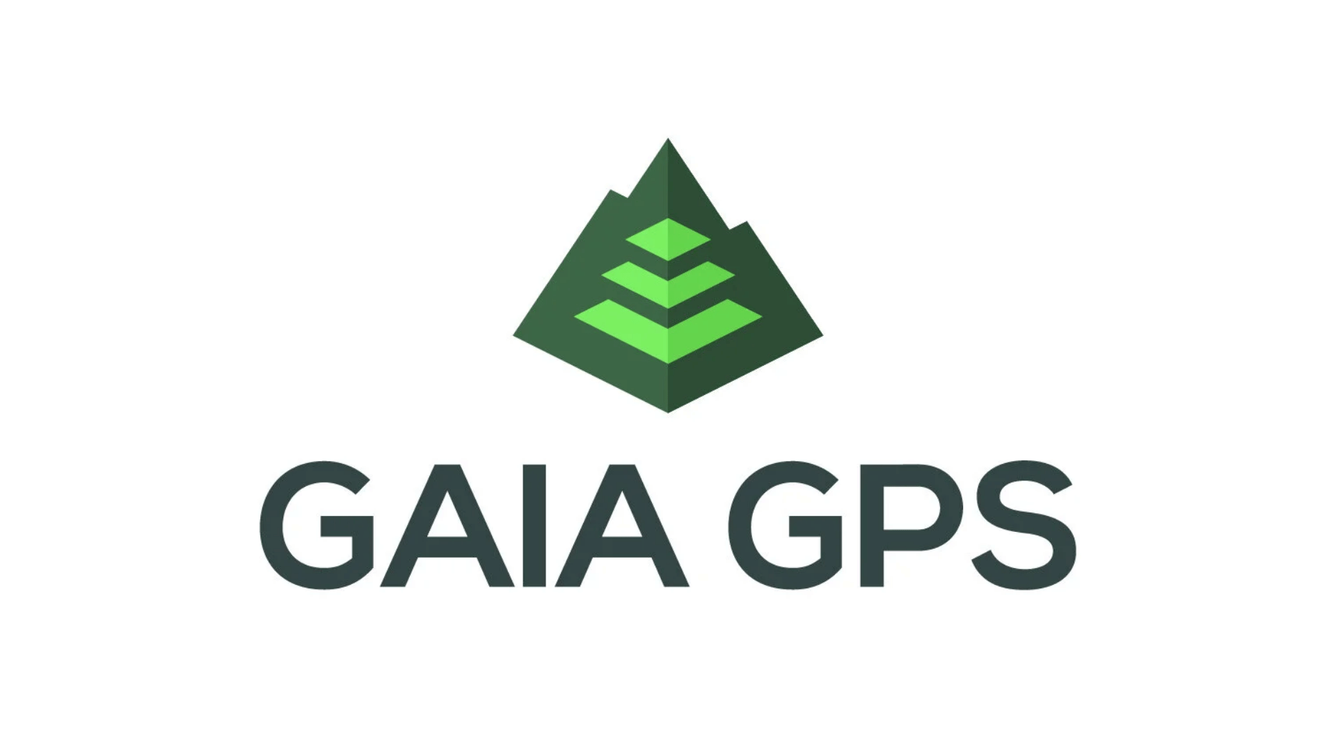 Gaia GPS logo with green mountain icon and bold text