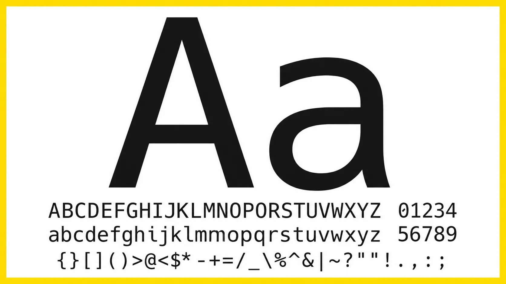 hack font sample showing clear programming characters symbols and monospace design