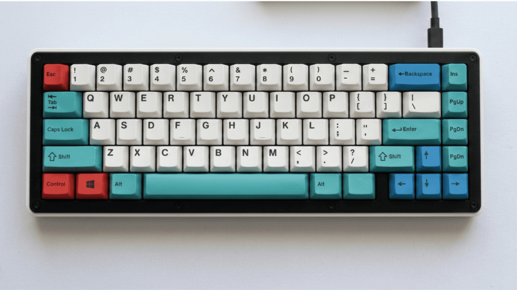 keyboard is shown with different colorful keys