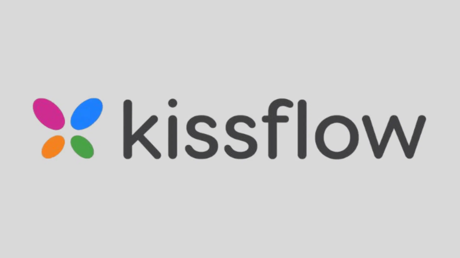 kissflow logo with four colored oval shapes on a light gray background