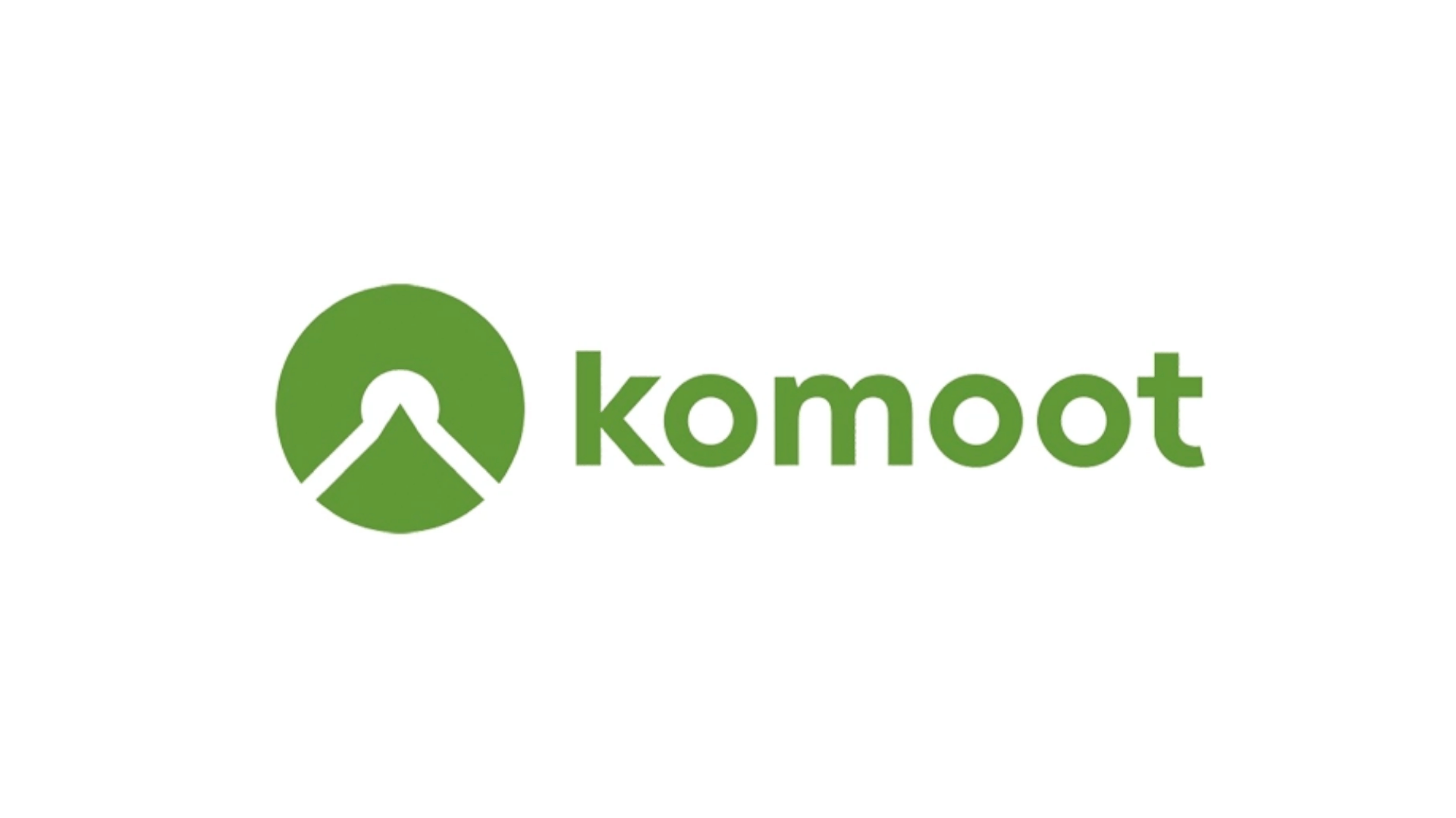 Komoot logo with green mountain icon and brand text