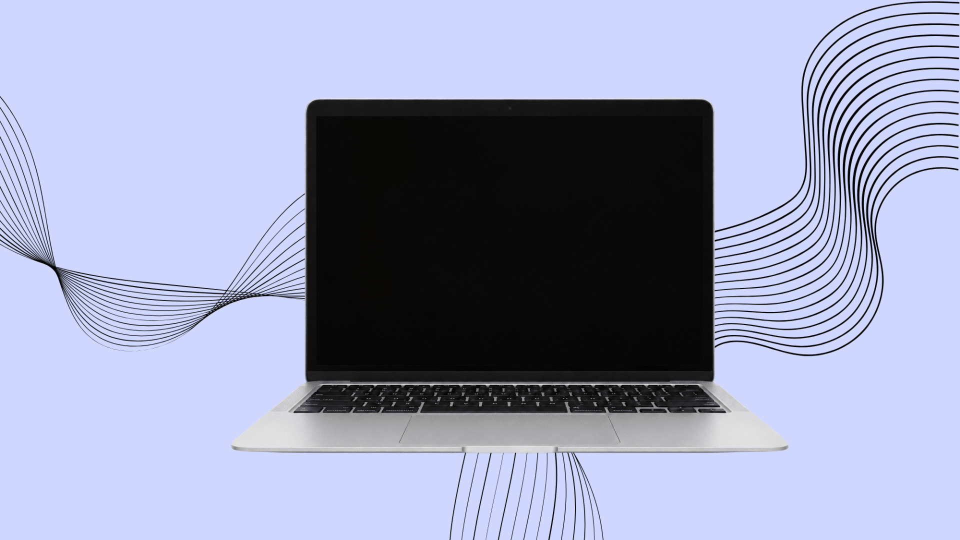 M1 MacBook Air with black screen on a plain white background