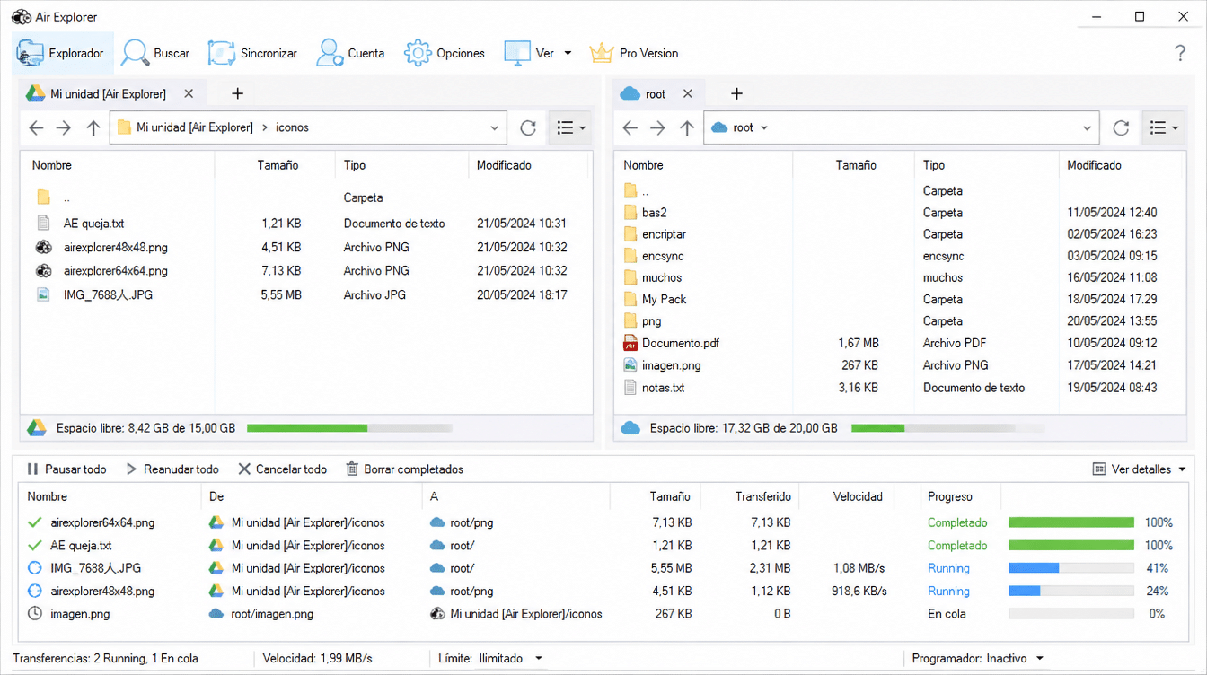 organizing cloud storage on a desktop screen