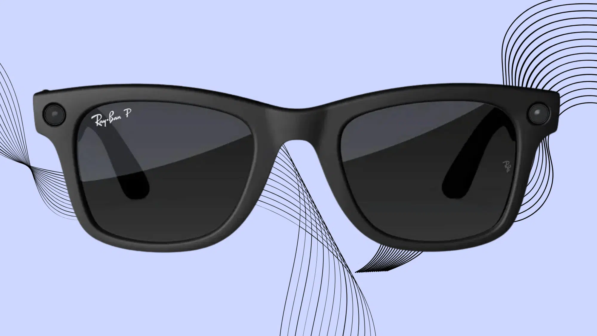 Ray-Ban Meta polarized glasses front view with dual cameras on black frame