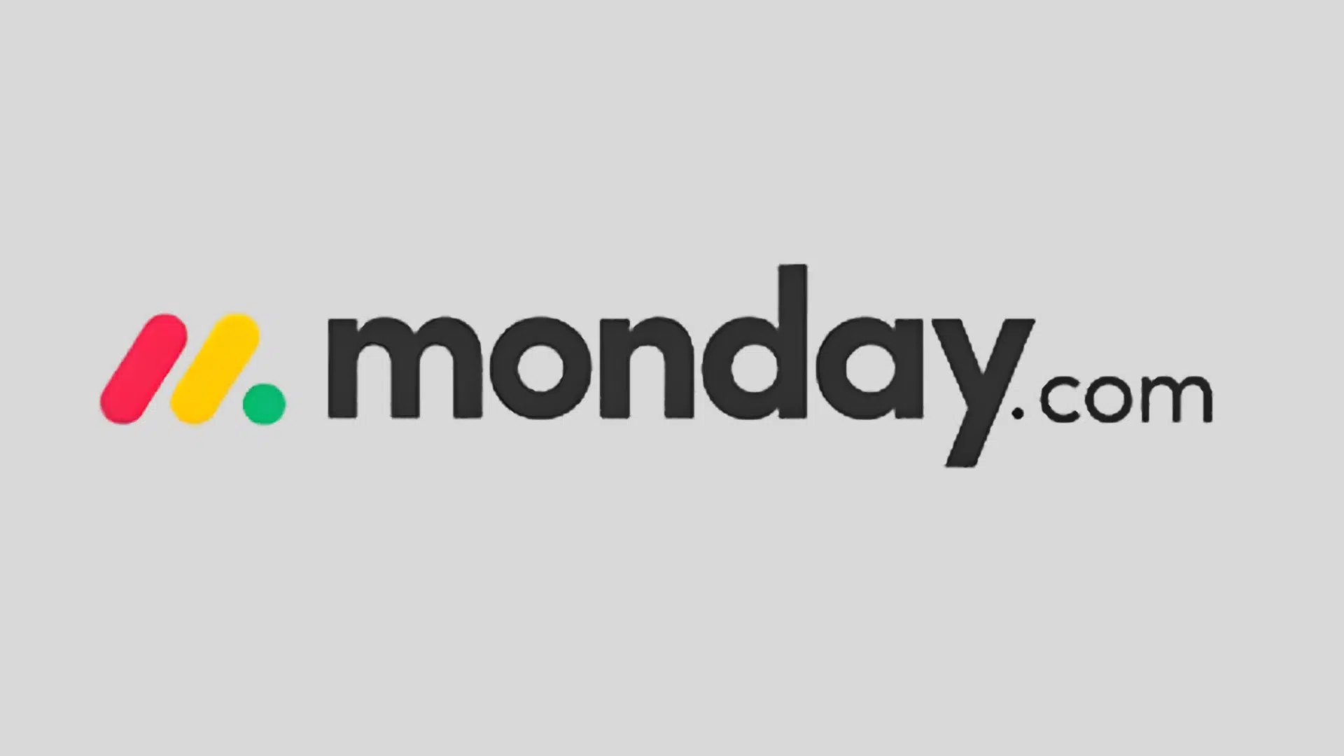 monday.com logo with multicolor mark on a light gray background