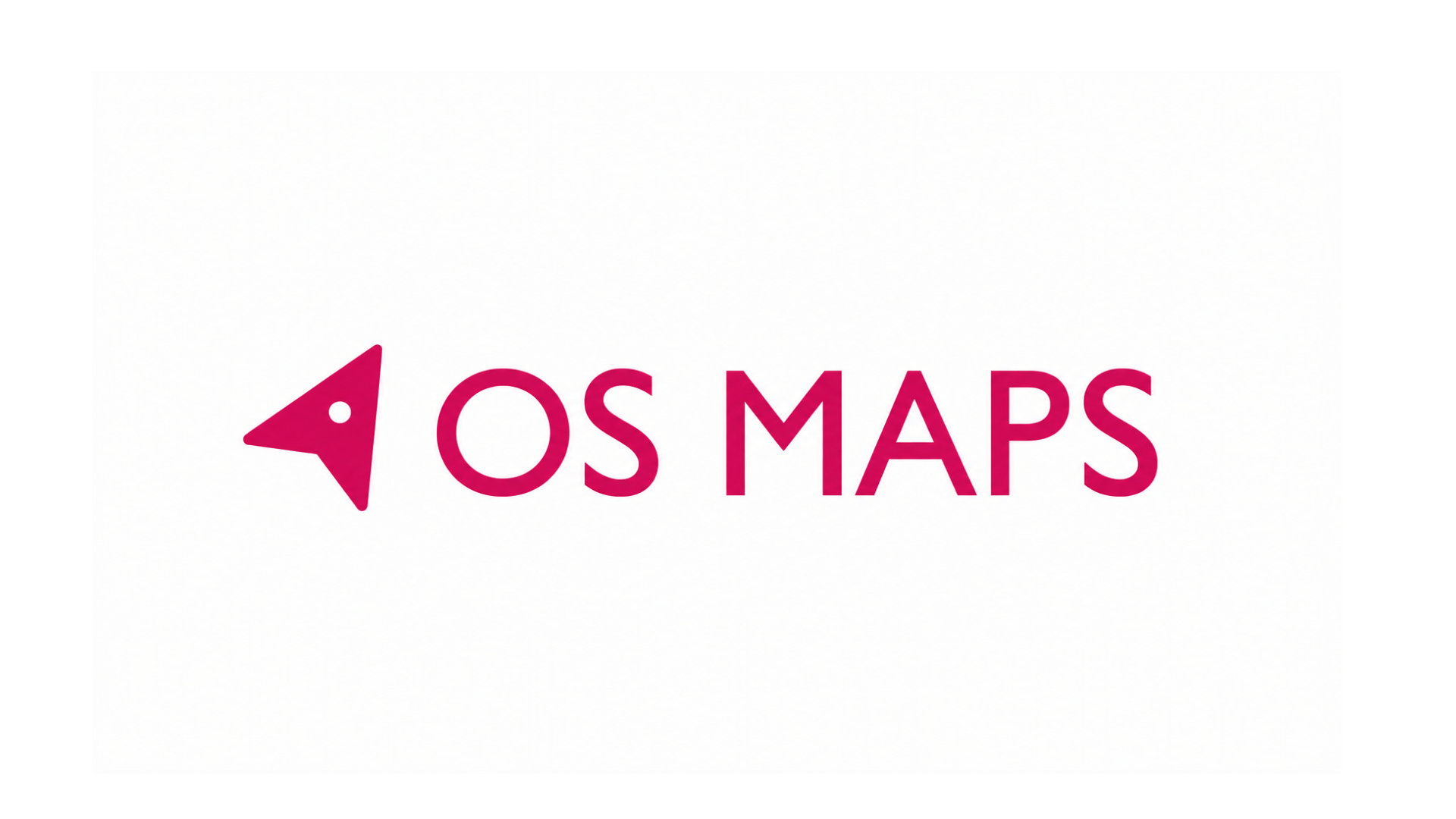 OS Maps logo in pink with navigation arrow icon on white background
