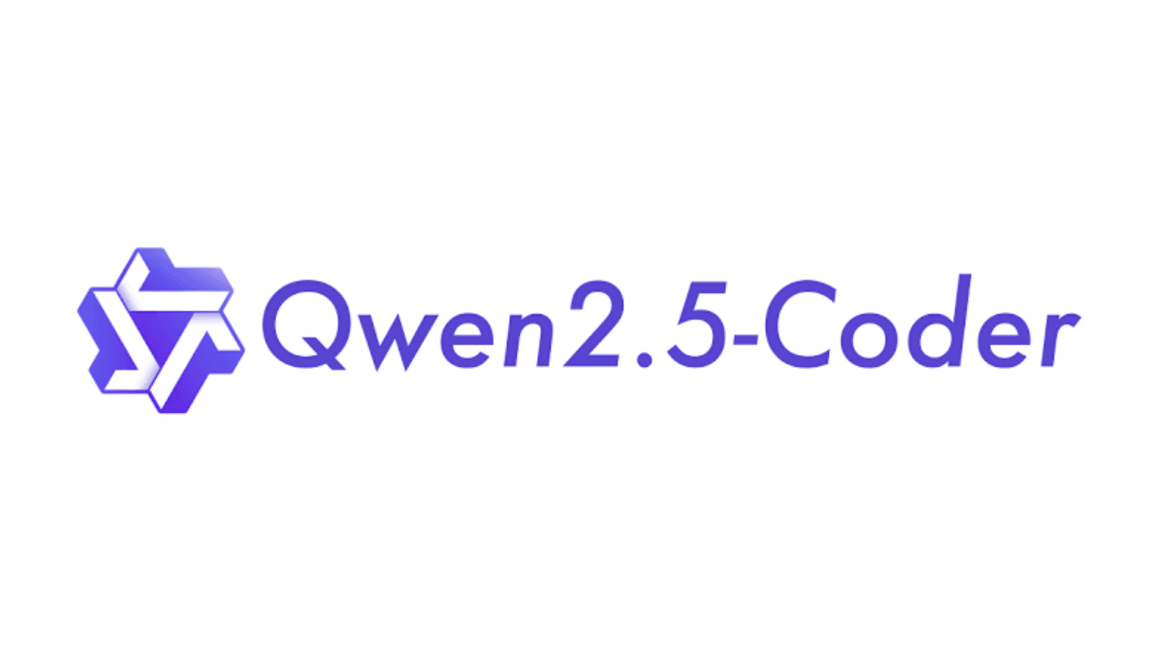 Qwen2.5-Coder logo featuring a purple geometric icon and model name on a clean white background.