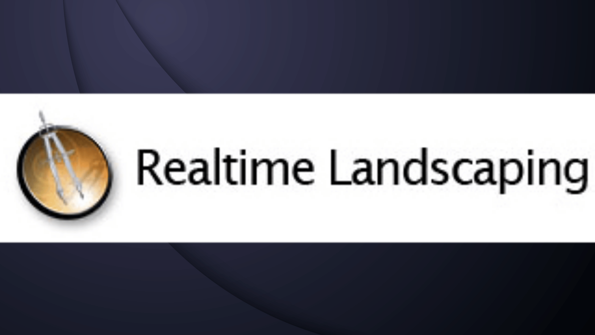 Realtime Landscaping Architect logo with orange compass icon and black text