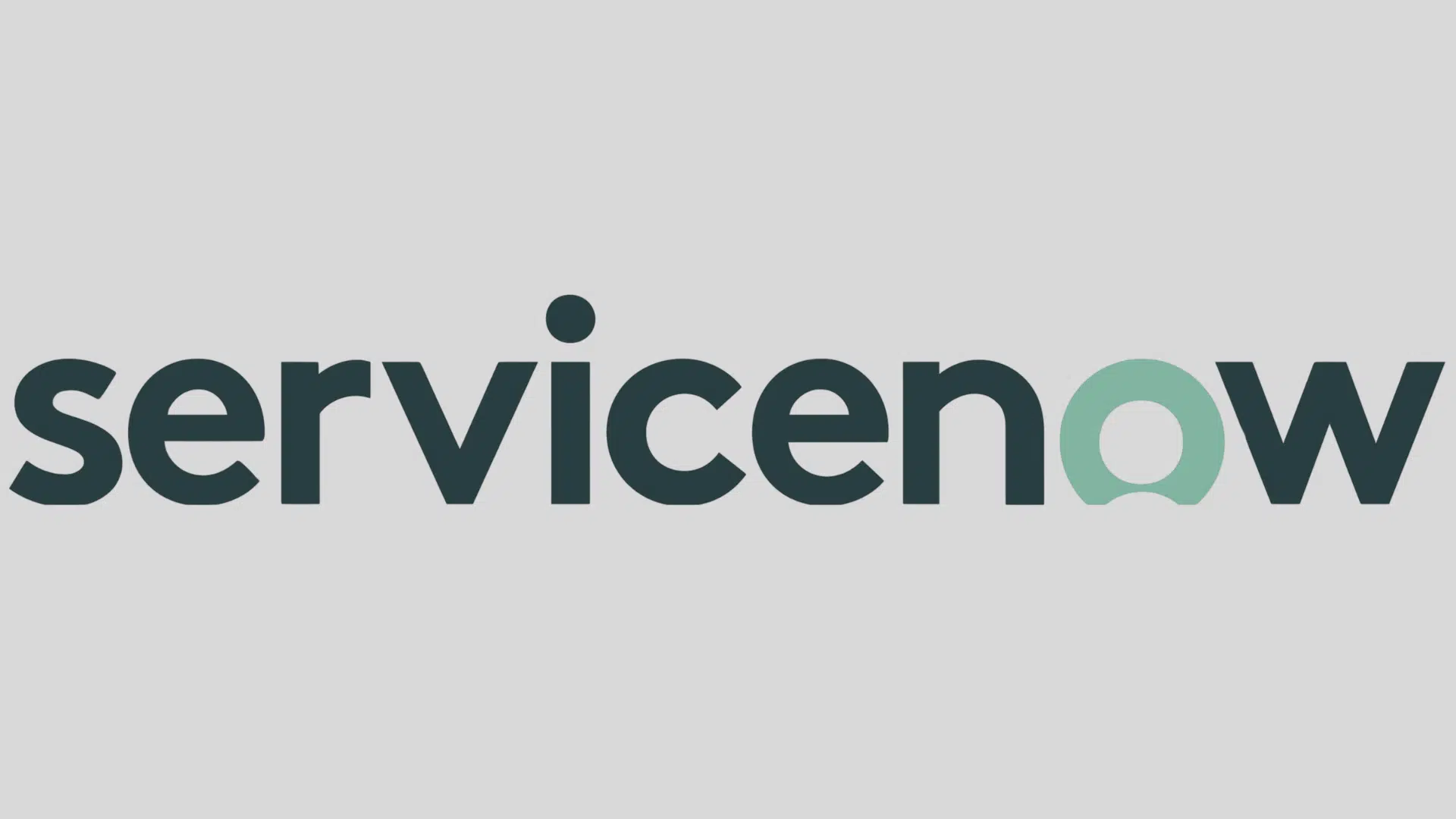servicenow logo in dark green and mint on a light gray background