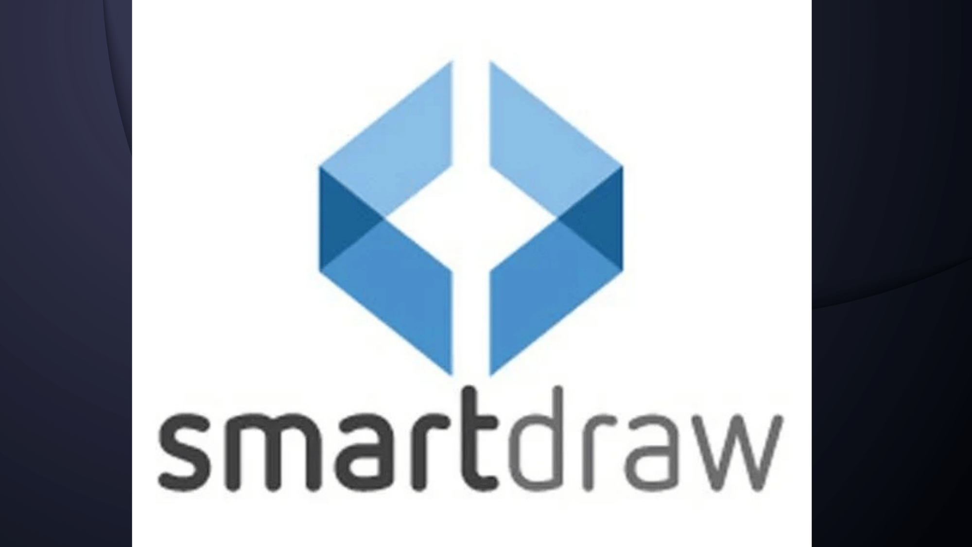 SmartDraw logo, blue geometric diamond icon above gray wordmark text