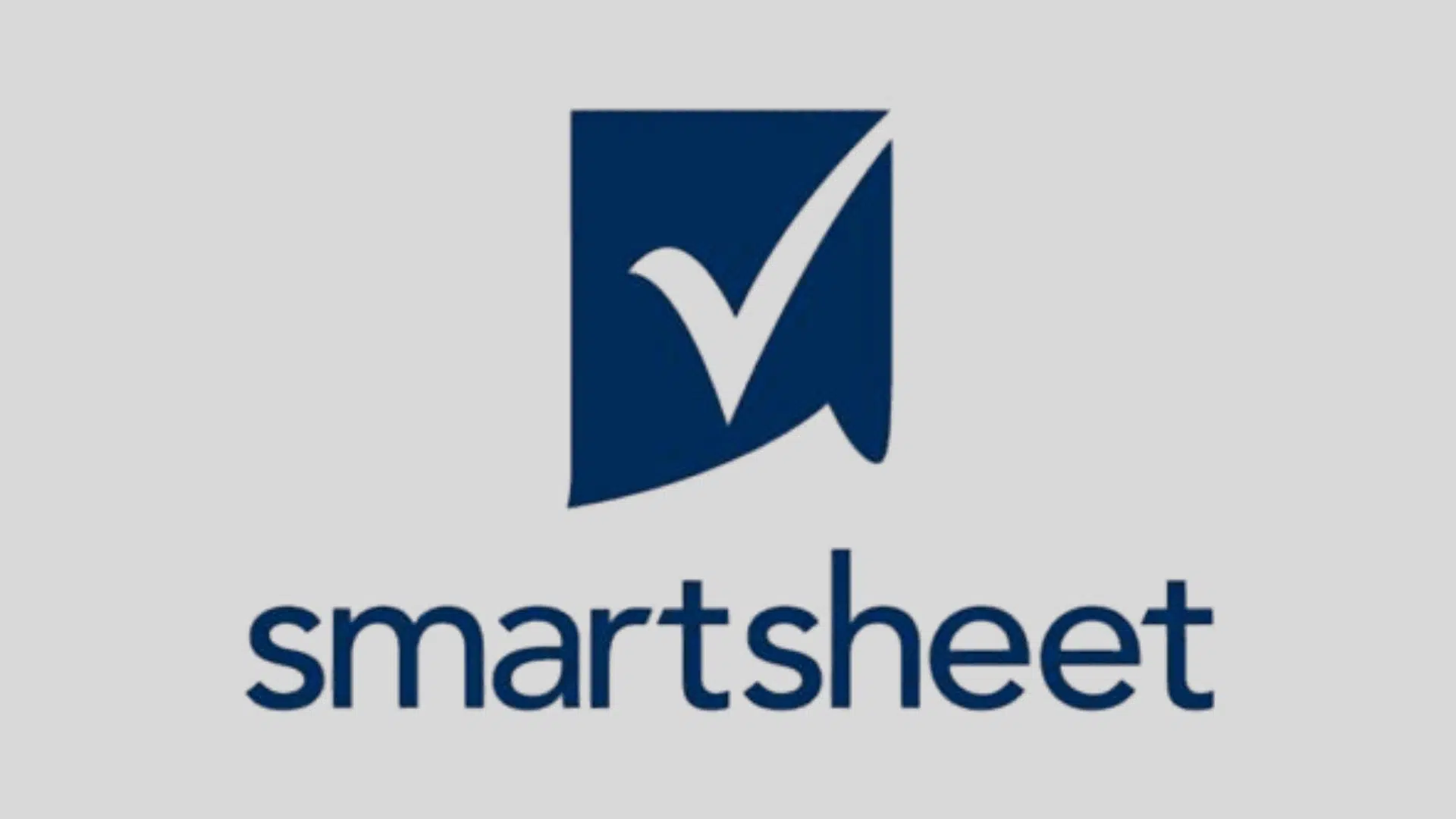 smartsheet logo with a blue checkmark icon on a light gray background
