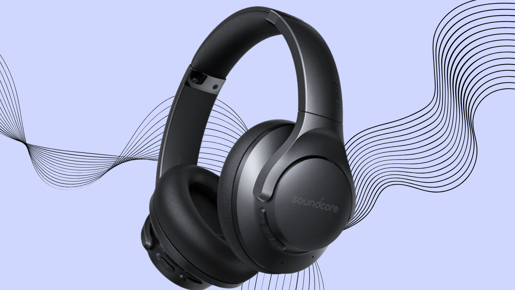 Soundcore Q20 budget noise-cancelling headphones on a white background