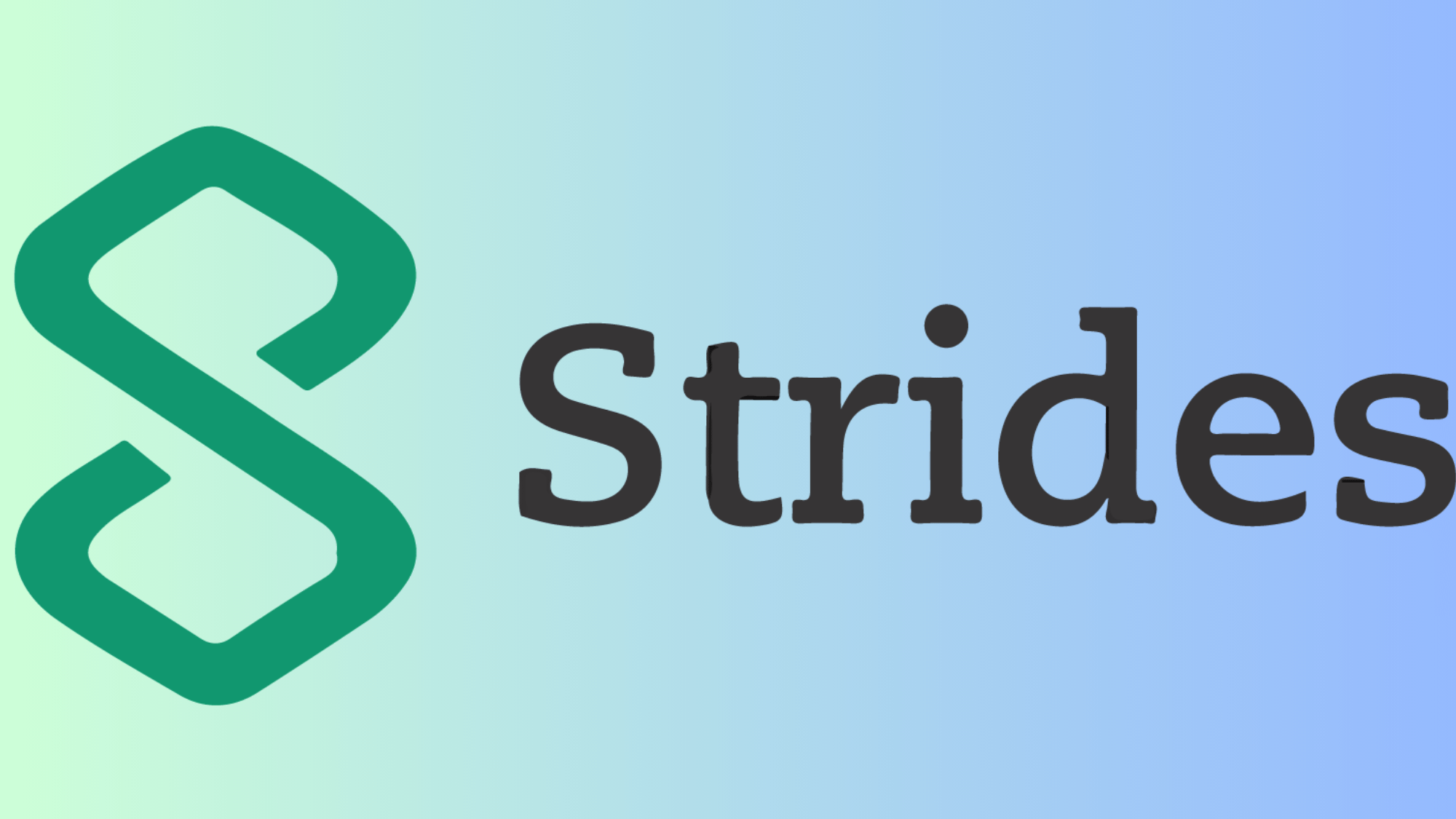 Strides logo with green icon and black text on a soft blue and green gradient background.