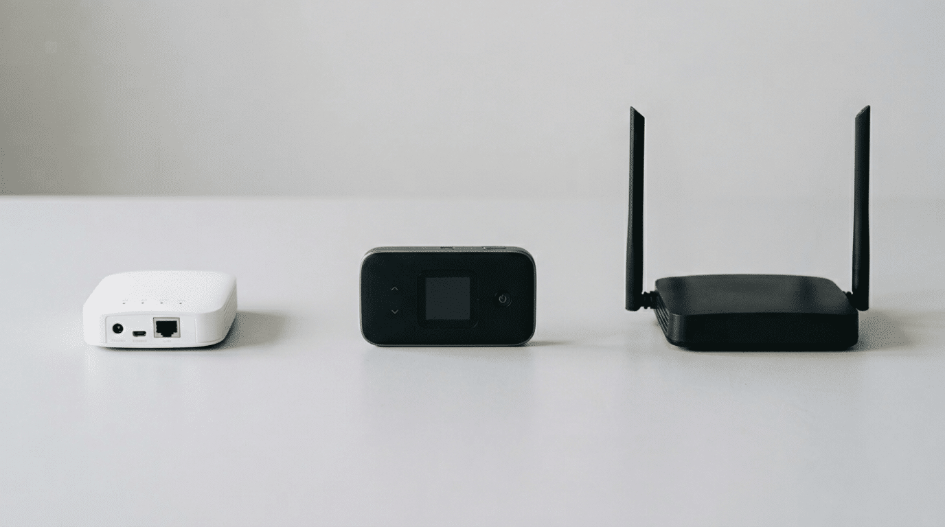 Travel router, mobile hotspot, and home router compared side by side.