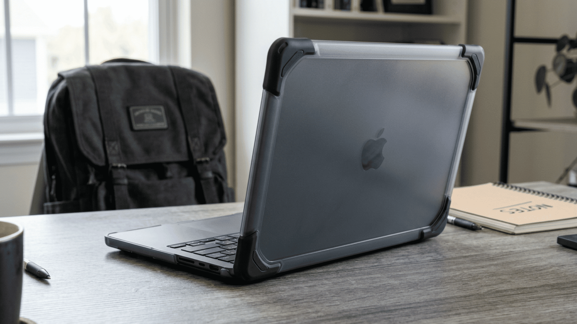 UAG Lucent rugged case with reinforced corner bumpers on MacBook Air M2