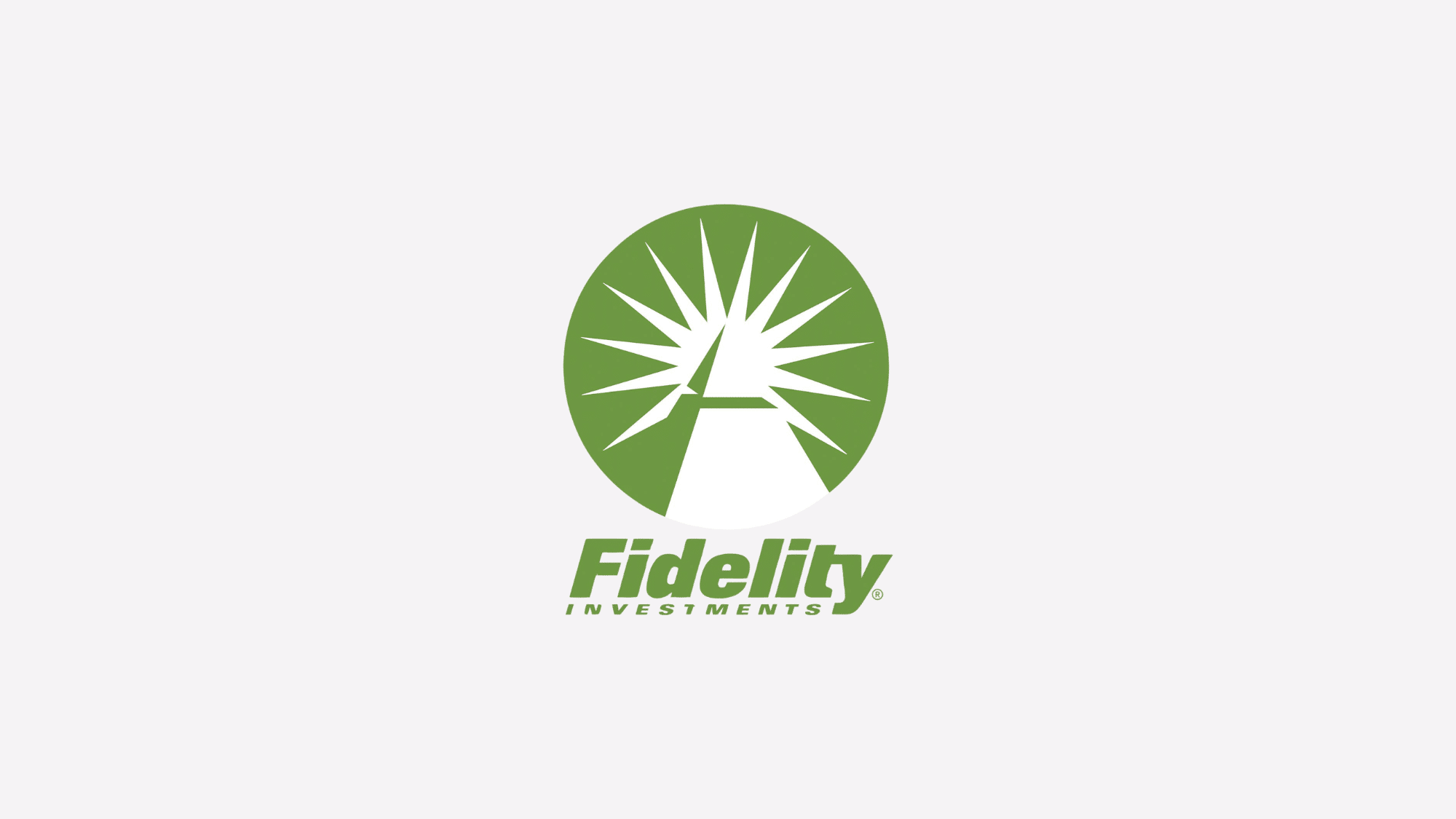 fidelity investments logo with green sunburst icon on a gray background