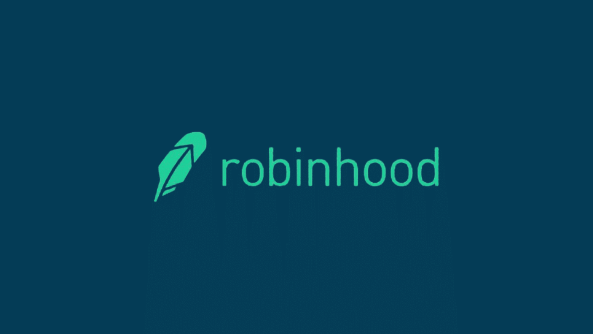 robinhood logo with green feather icon on a dark teal background