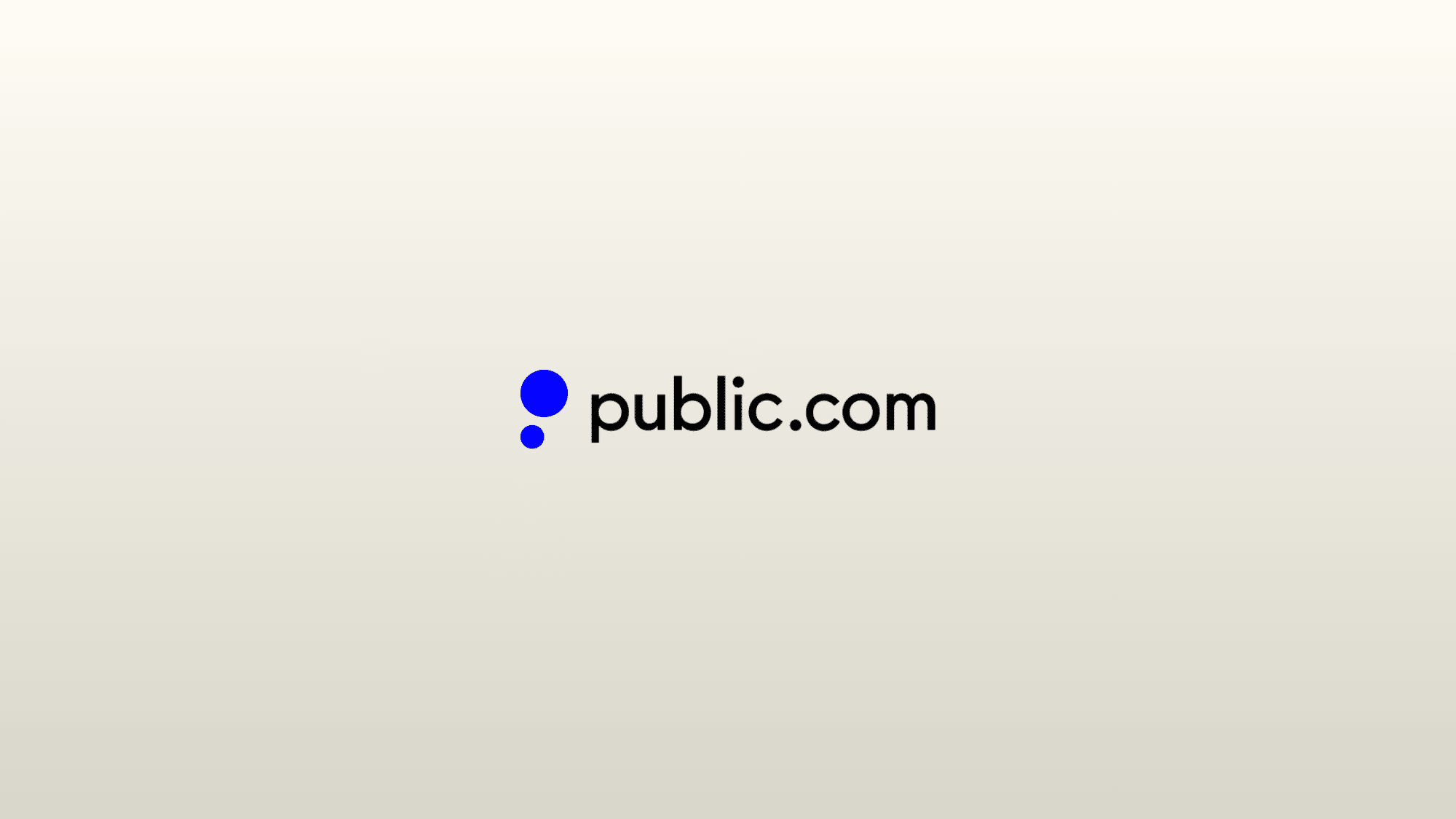 public.com logo with blue dot icon on a light beige background