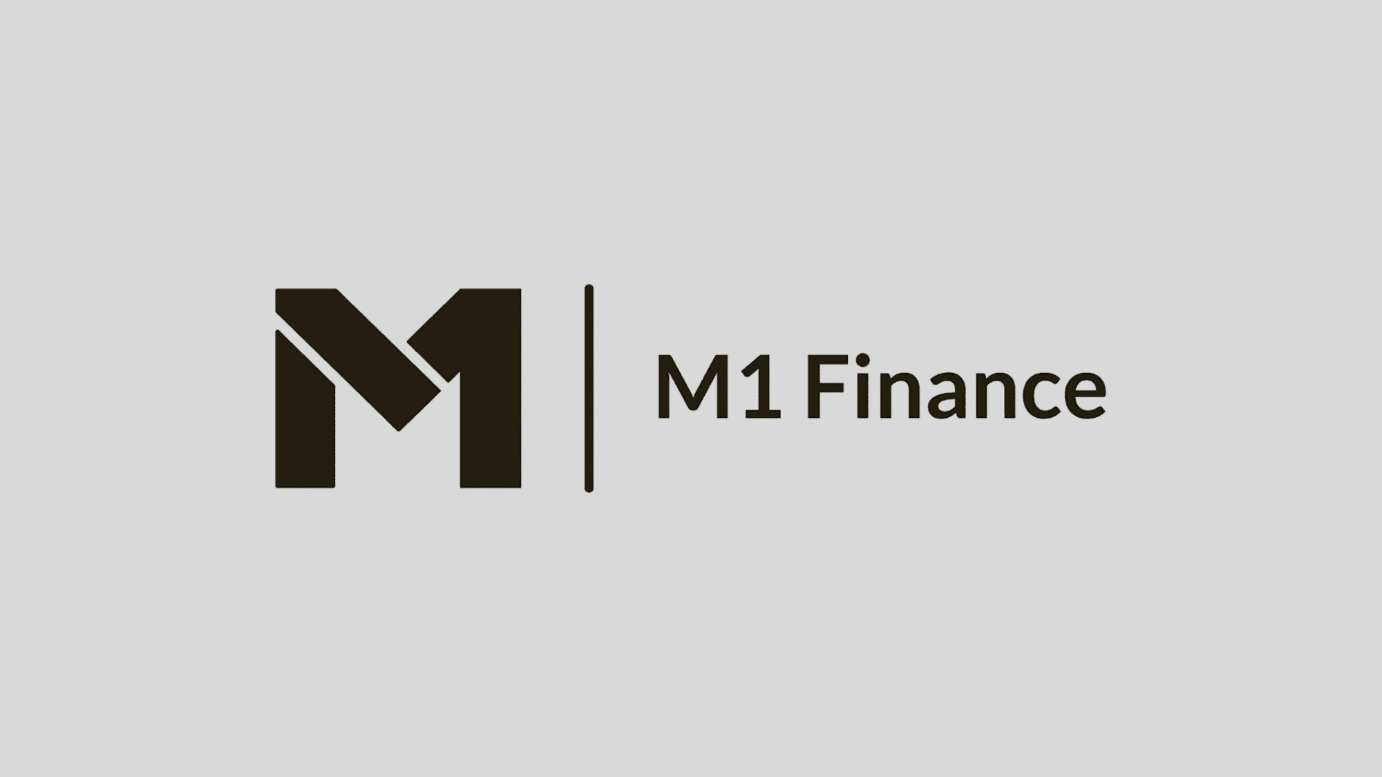 M1 Finance logo in dark brown text on a gray background