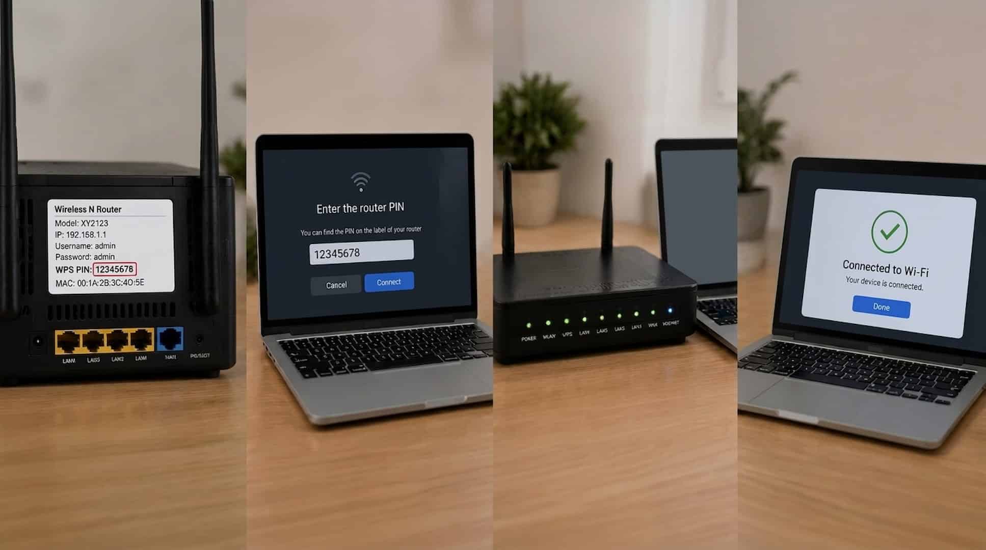 wps pin method showing device connection process with router