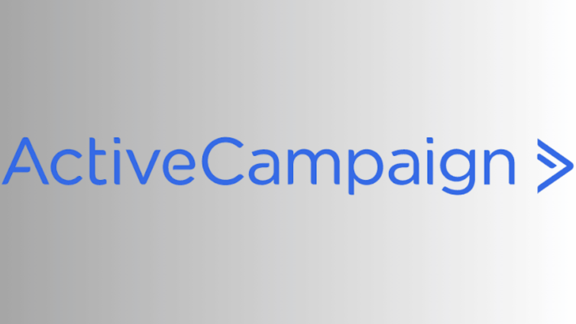 ActiveCampaign logo in blue on gray gradient background