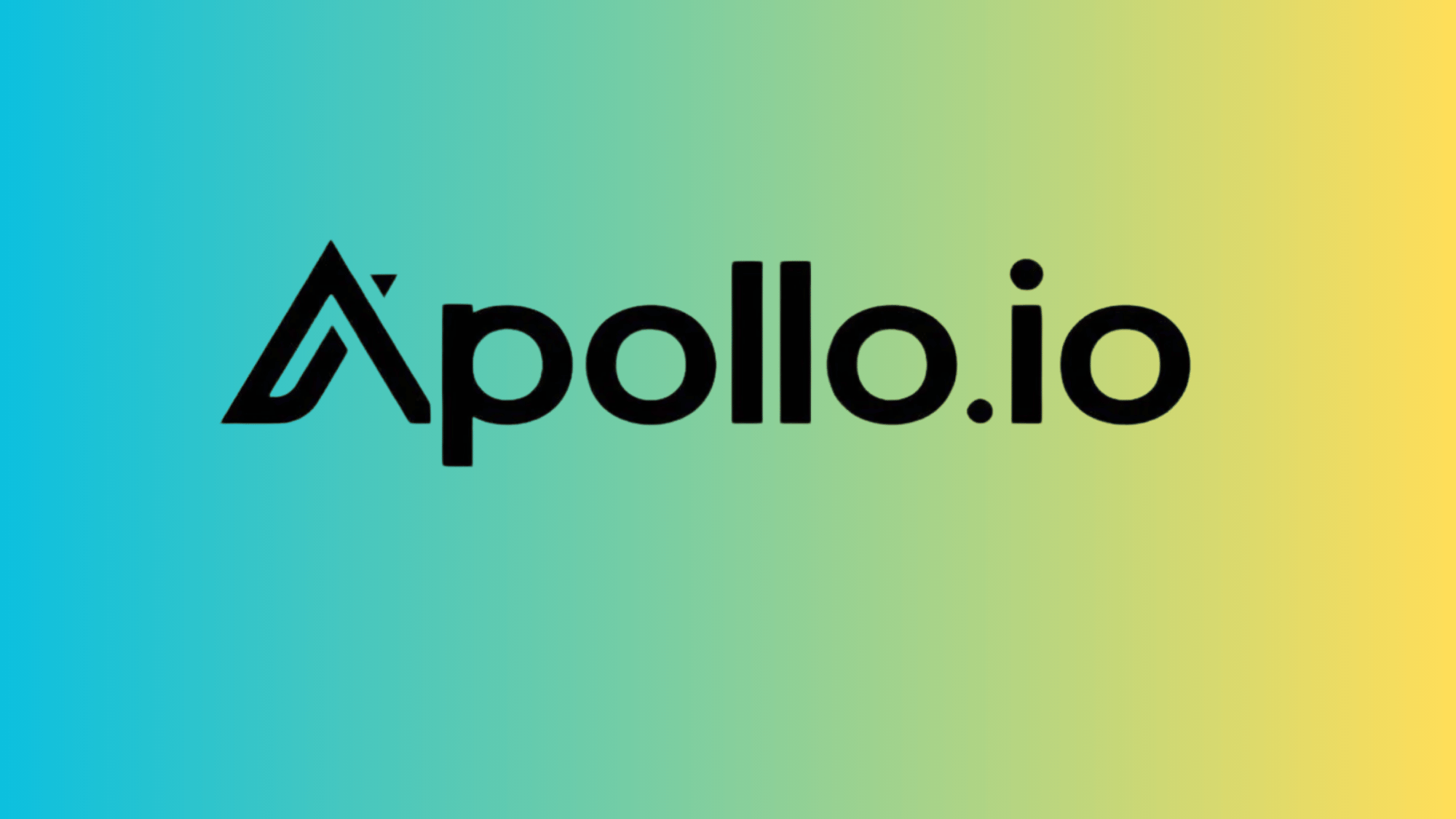 Apollo.io logo in black on blue-green-yellow gradient background