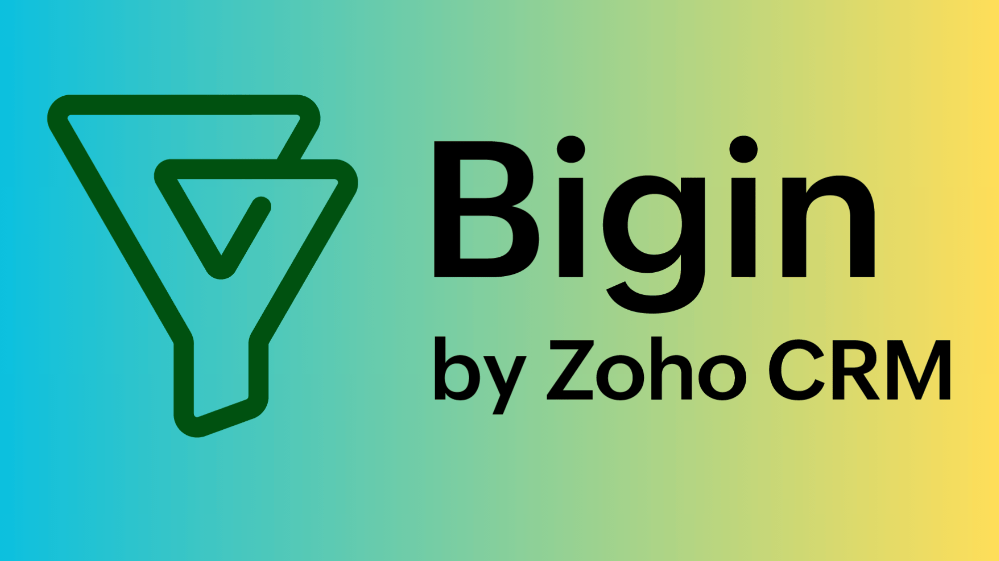 Bigin by Zoho CRM logo with funnel icon on blue-green-yellow gradient
