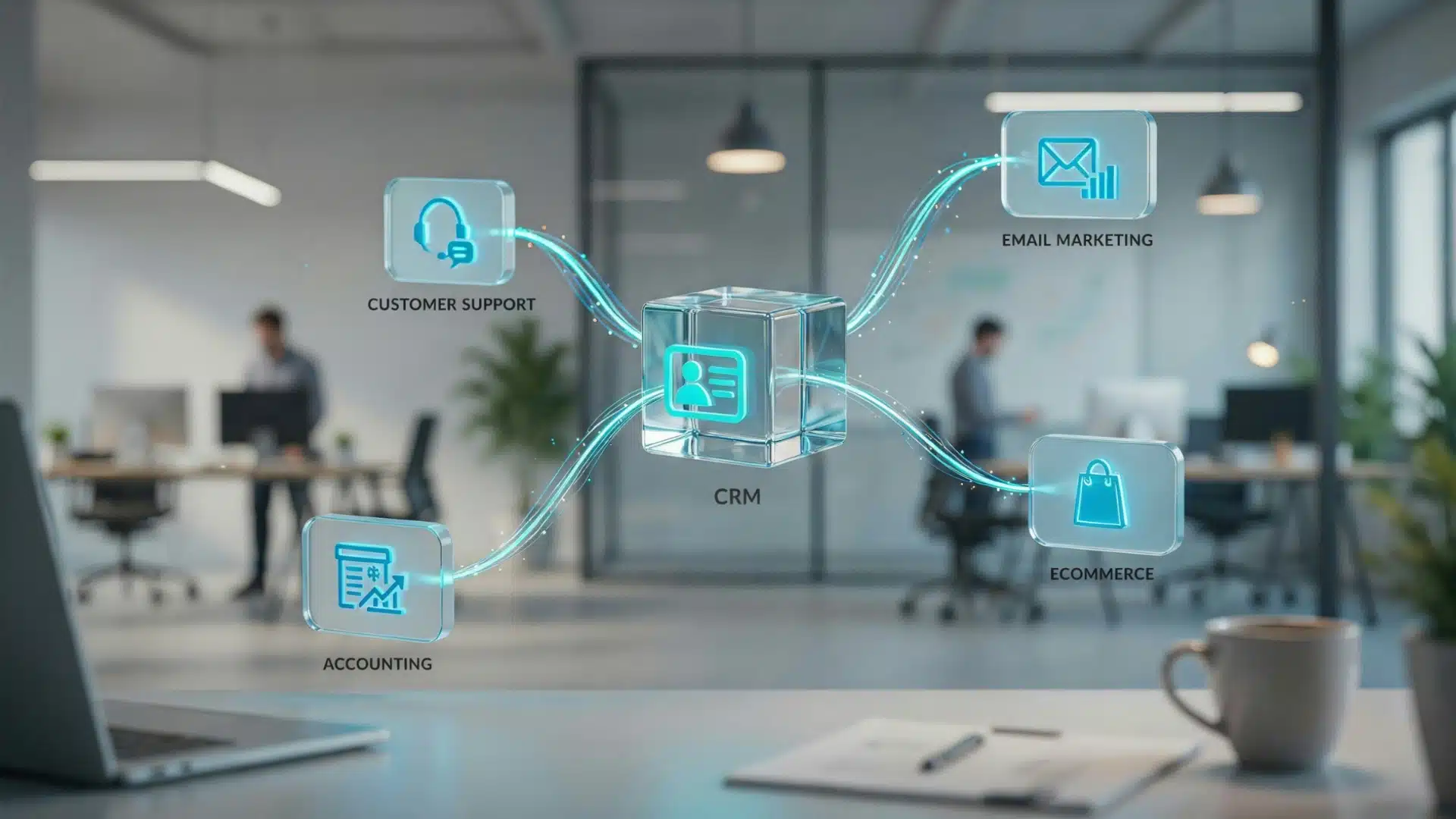 business software integration examples connecting CRM ecommerce accounting and support tools