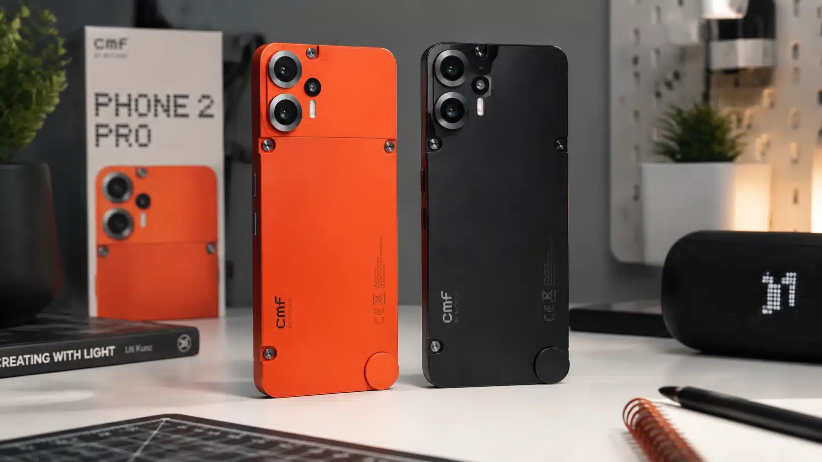 cmf phone 2 pro on desk showing rear design and accessories